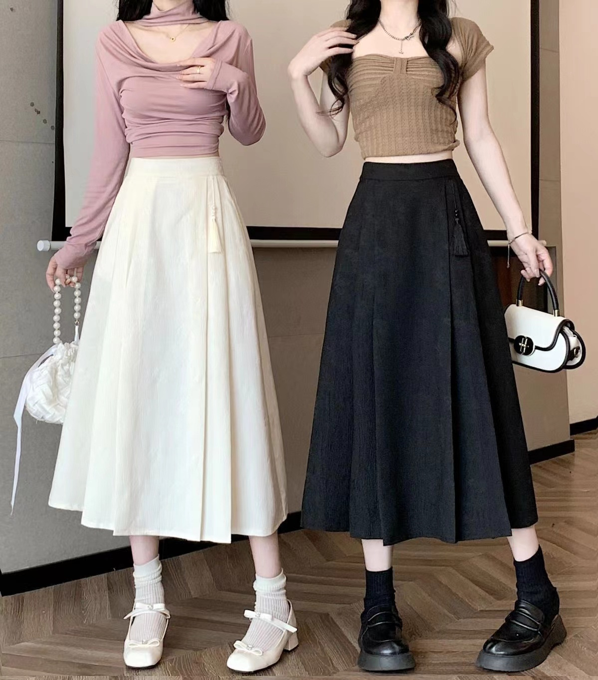 新中式国风粉色半身裙女装马面中裙夏2024新款气质a字百褶裙国潮详情9