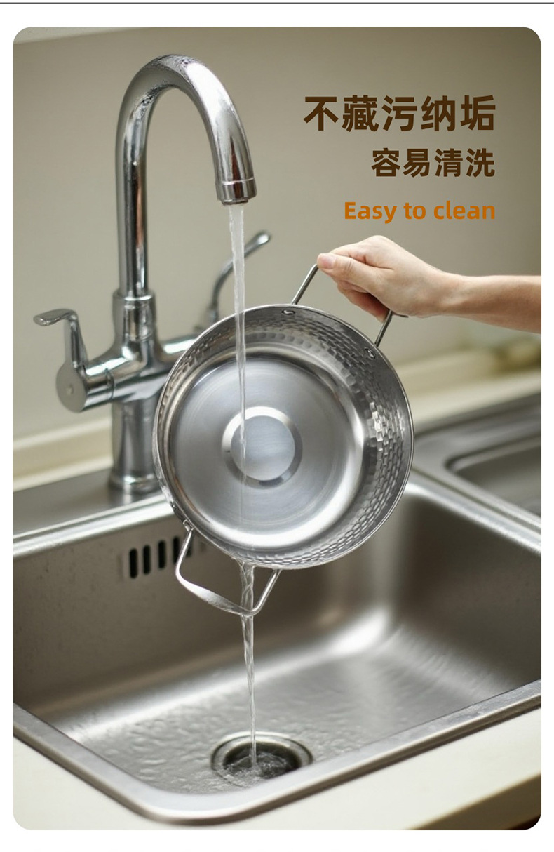 The popular Yiwu Middle East Golden Double-ear snow flat pot with steamer is a single-person pot that can cook Korean-style instant noodles pic 15