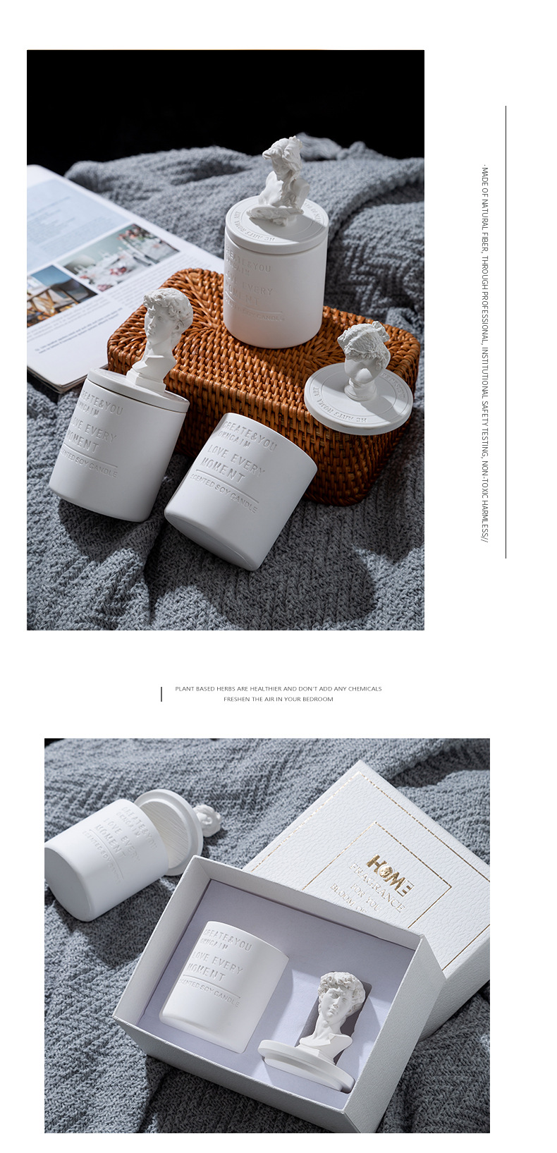 雕像精油香薰蜡烛大豆蜡香氛蜡烛创意伴手礼节日礼盒套装批发详情8