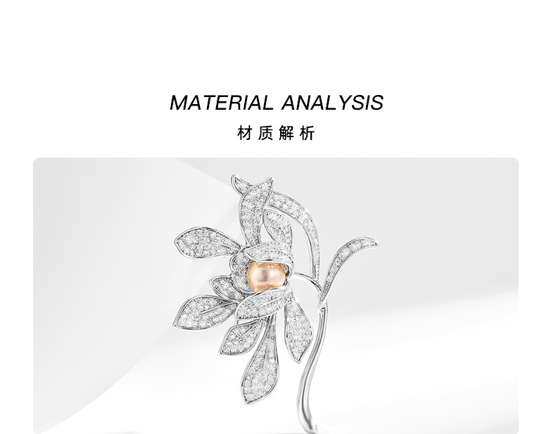 新款时尚欧版莲花大方气质珍珠胸针高档别针优雅胸花空托配饰详情6