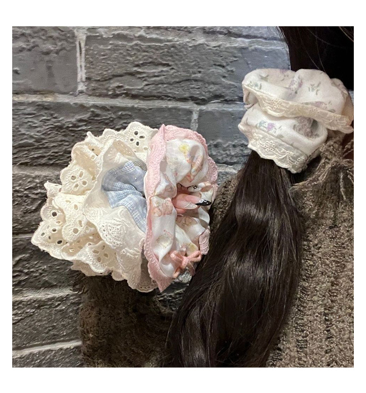 芭蕾风蕾丝大肠发圈女网红2025新款可爱头绳扎头发皮筋丸子头发绳详情15