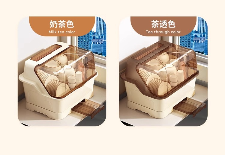 Dish and bowl storage rack, kitchen storage rack, draining rack, countertop with lid, household bowl rack, chopstick and bowl storage box pic 13