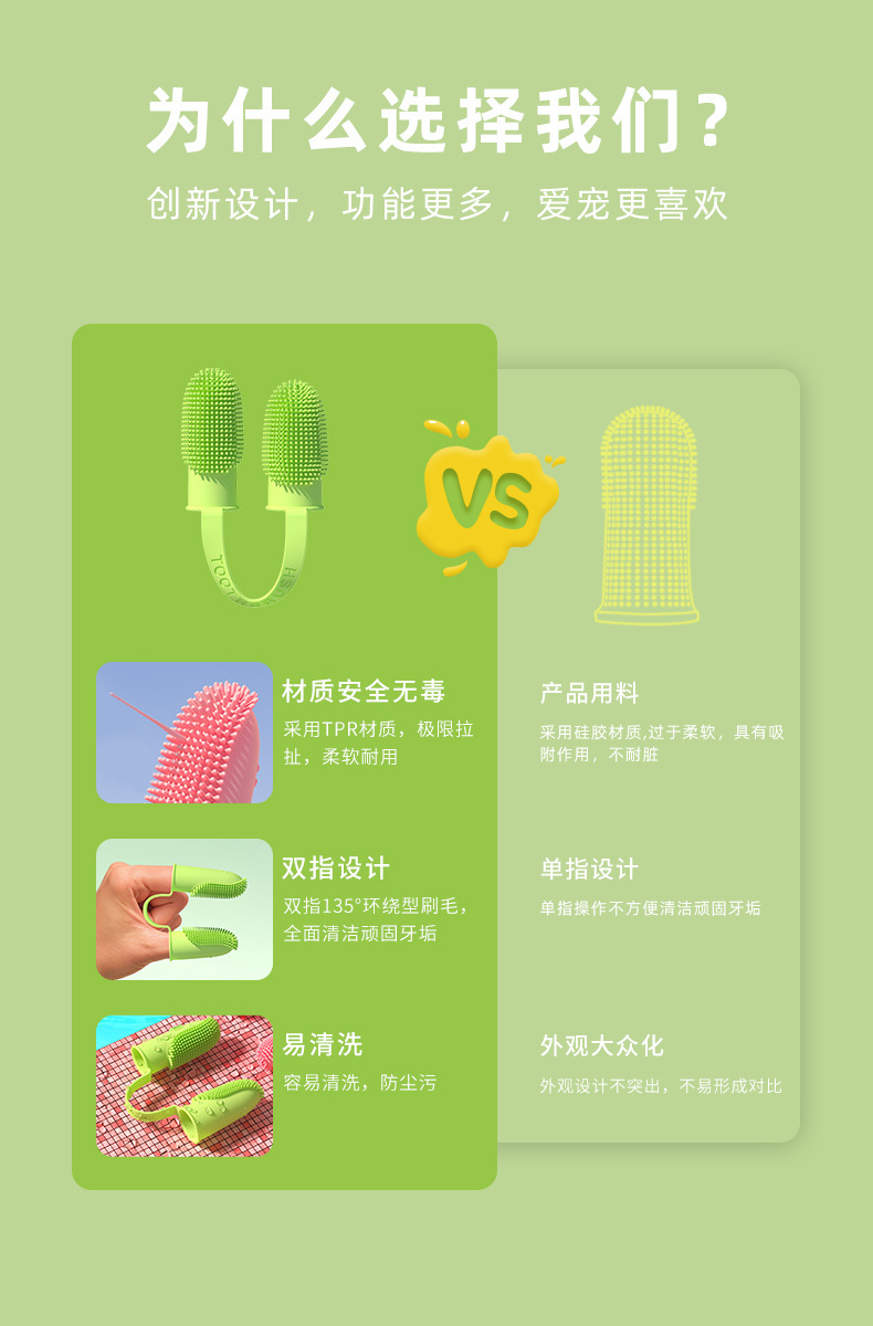 跨境宠物双指牙刷狗狗猫咪宠物用品牙齿清洁手指套口腔清洁工具详情6