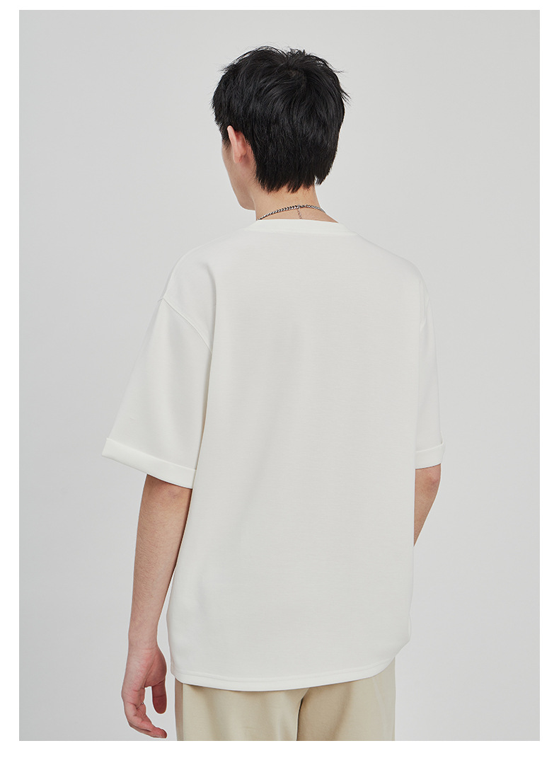 APO男装|潮流垂感针织T恤男士2025春夏新款纯色宽松休闲短袖上衣详情19