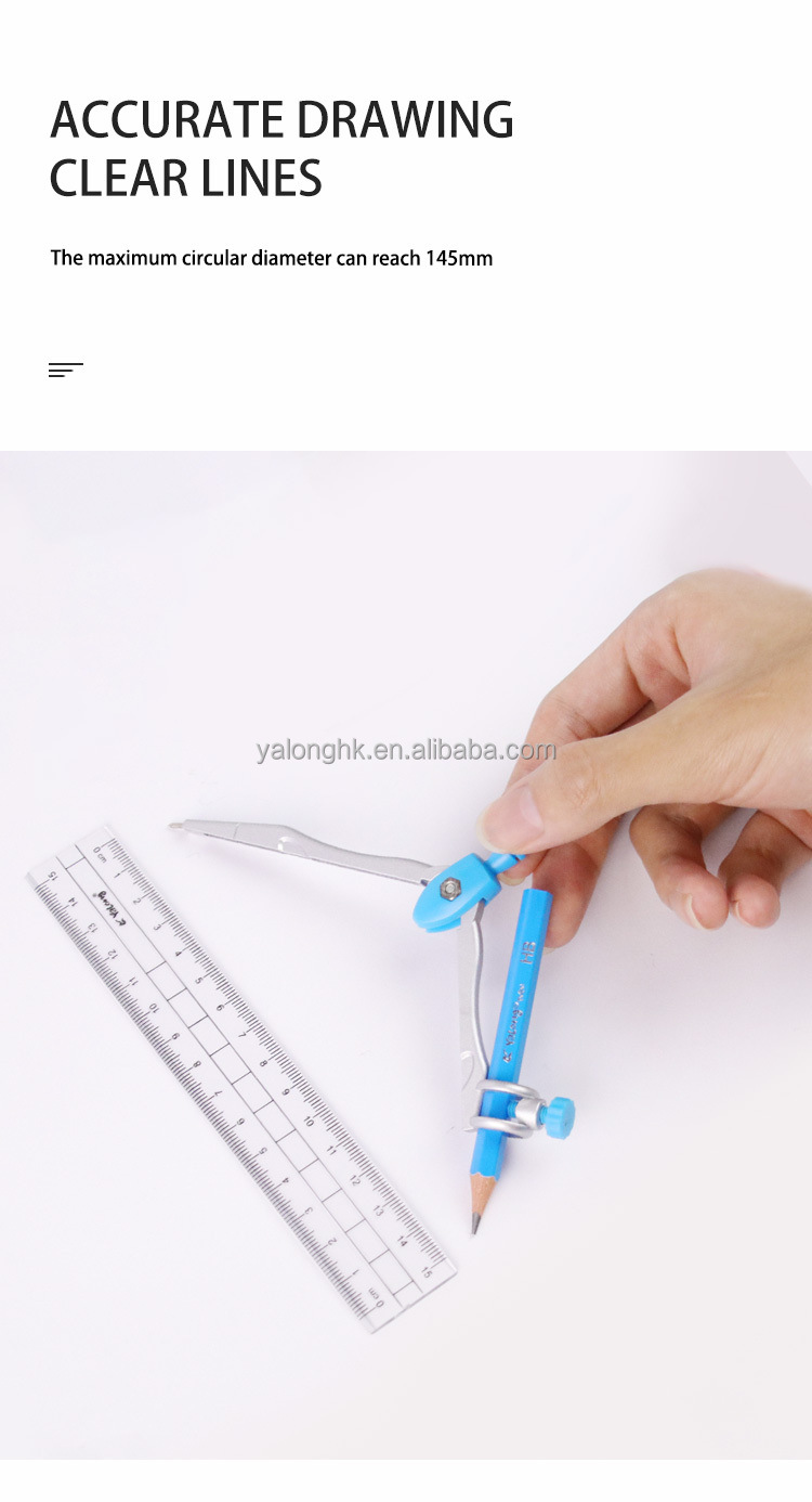 Yalong Cross-border Student Math Tools Compass Set, Metal Geometry Set, School Pencil with Pencil sharpener type pic 4