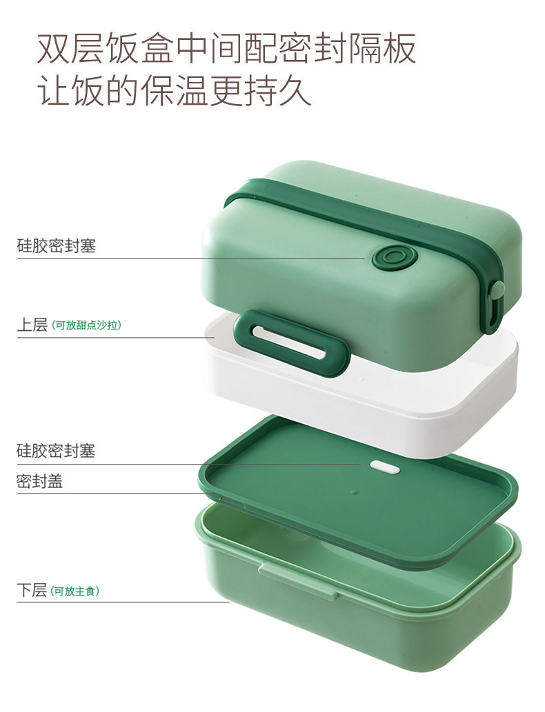 饭盒微波炉加热上班族轻食便当盒可微波便携带饭餐盒套装保鲜盒 pic 4
