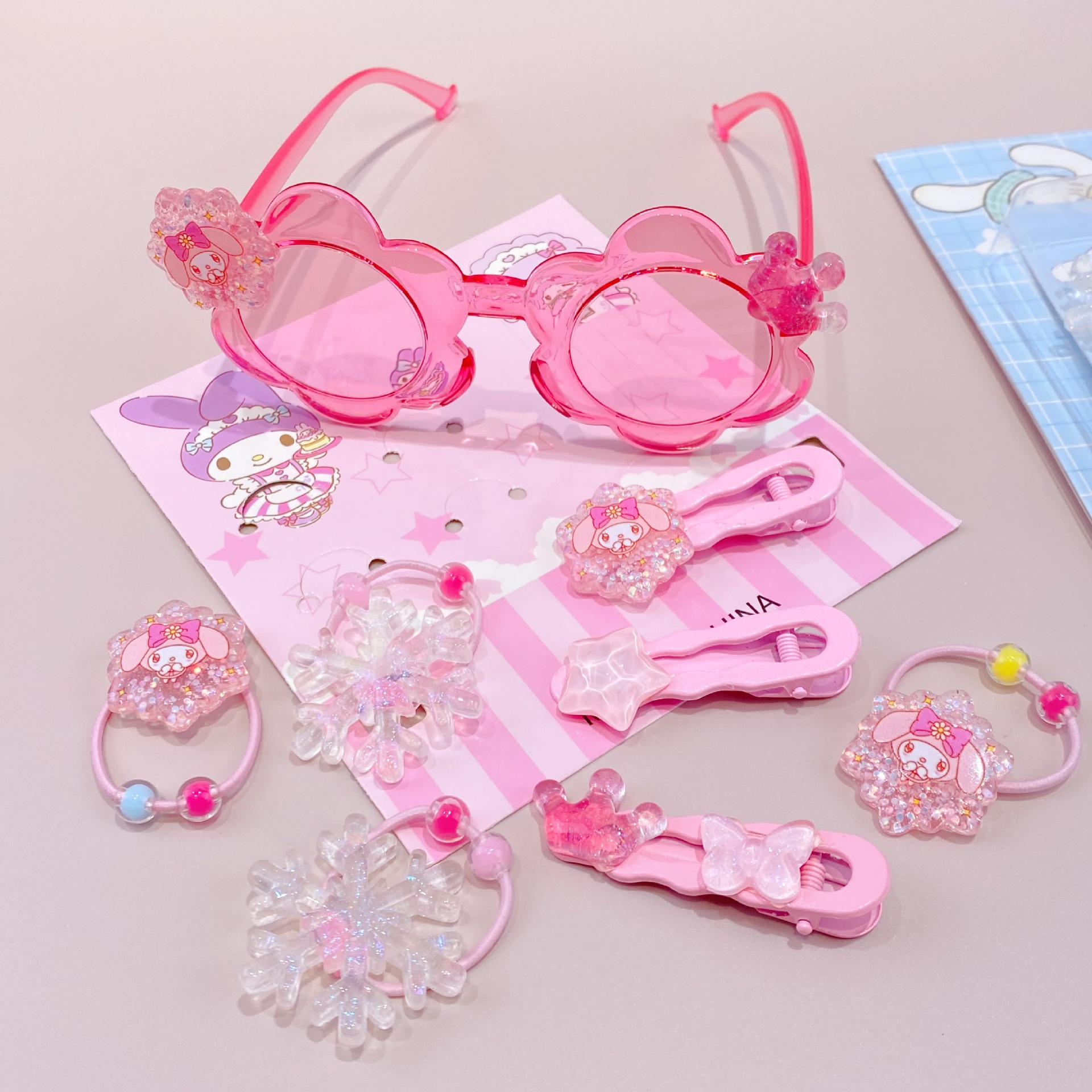 新款哒哒咘眼镜卡通皮筋发夹饰品套装可爱少女心装扮潮玩时尚精品详情46