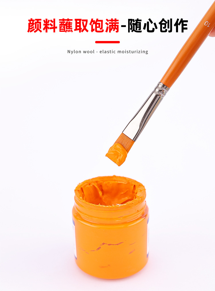 博艺宣五支装木质橙光数字油画笔学生尼龙绘画套装水粉丙烯油画笔详情19