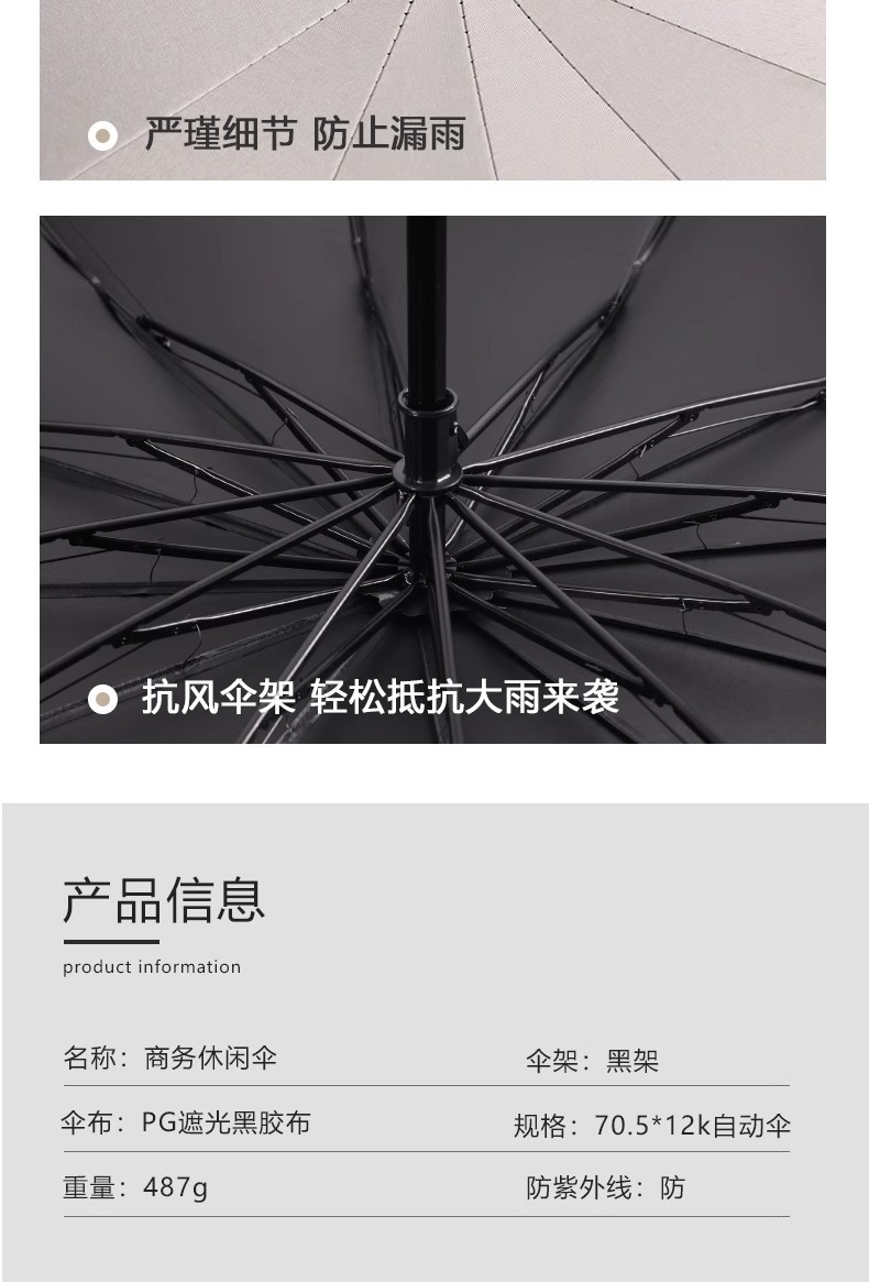 加固大号晴雨伞男女防风防水便携双人折叠伞学生加大批发黑胶款详情9