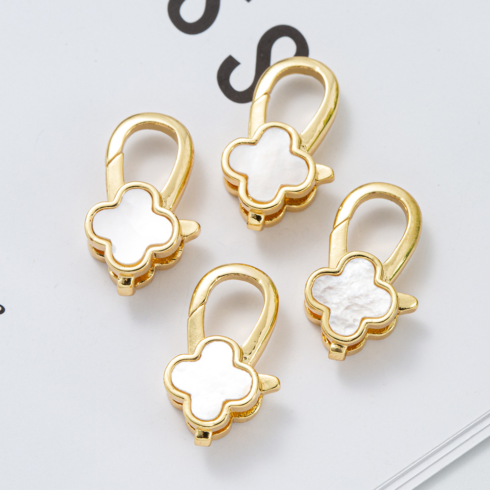 White shell geometric four-leaf clover butterfly Lobster clasp diy necklace bracelet accessory material Decorative clasp End connection clasp pic 14