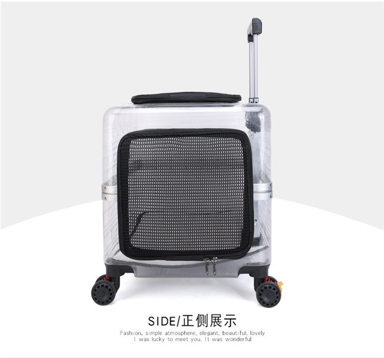 Large dog pet trolley case, large-capacity outboard case, portable fully transparent pet aviation case, cat takeout case pic 18