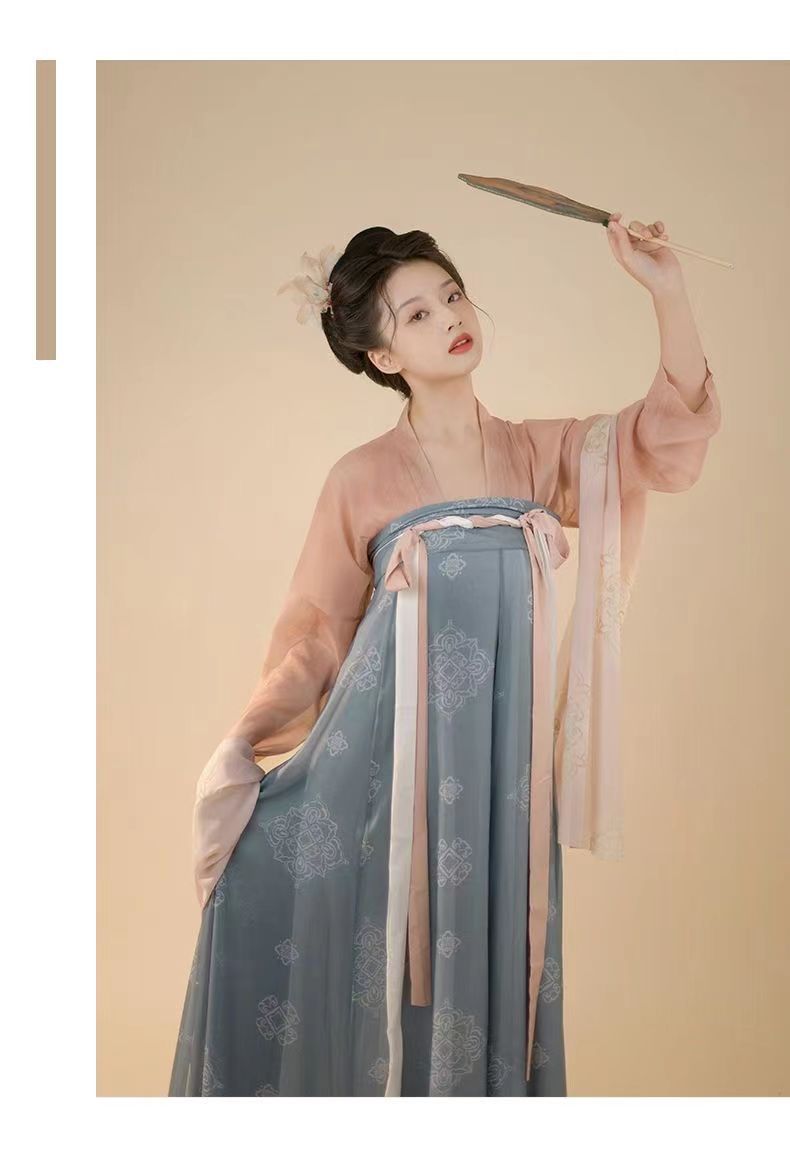 汉服女原创对襟齐胸襦裙印花全套中国风汉元素日常春秋款成人套装详情12