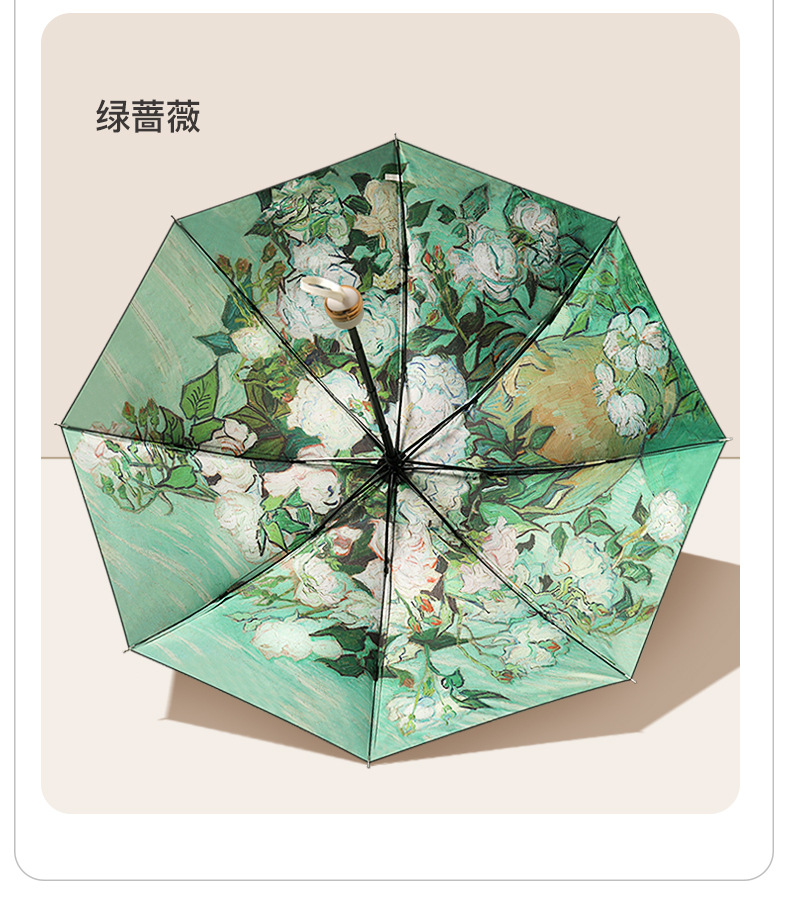 8骨三折手开花伞黑胶双层太阳伞创意防晒遮阳伞礼品晴雨伞批发详情13