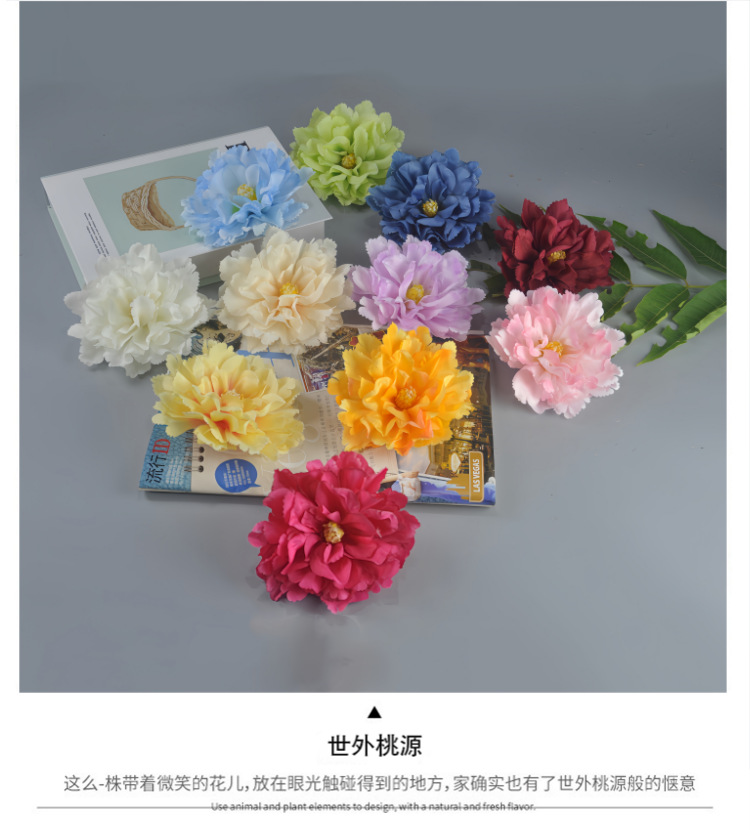 芙蓉牡丹仿真花头大号假花花束汉服配饰绢花草帽发卡办公文化园艺装饰详情7