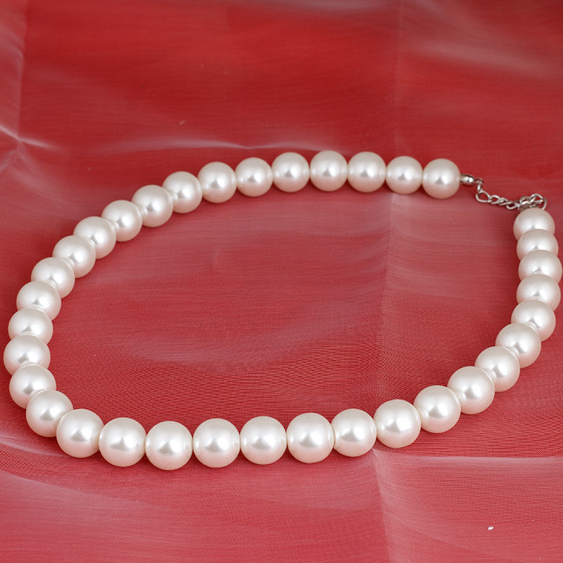 珍珠项链女送妈妈玻璃仿珍珠白色圆珠饰品旗袍配饰锁骨链颈链详情12