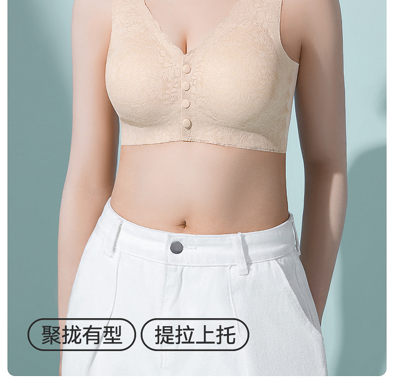 妈妈内衣女前扣文胸无钢圈背心式胸罩中老年人妇女无痕大码夏薄款详情2