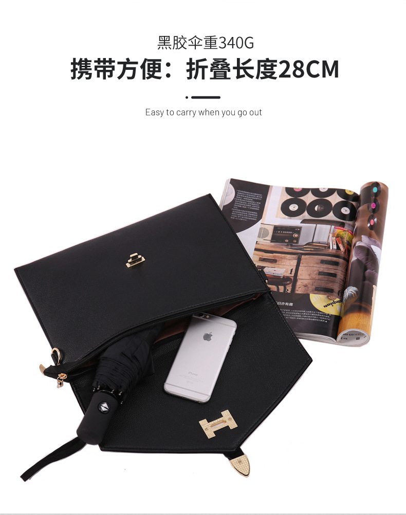 Fully automatic 8-bone outdoor umbrella, all-weather umbrella, umbrella for sun protection, automatic black rubber umbrella, folding umbrella pic 5