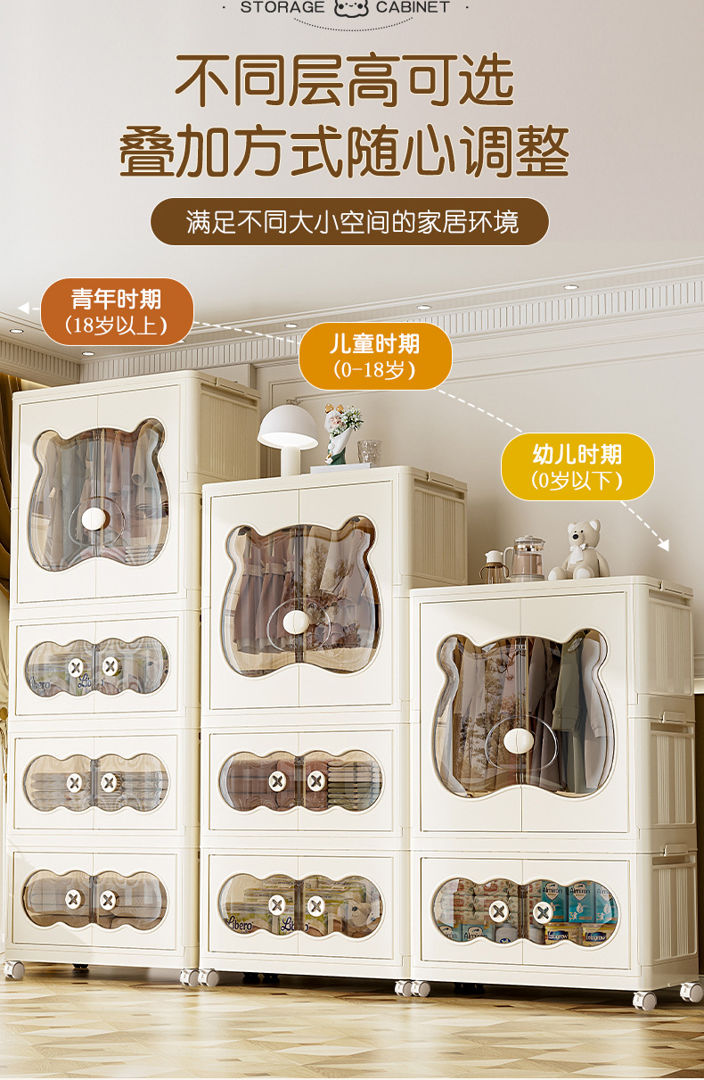 宝宝衣服收纳柜免安装折叠储物柜加厚儿童衣柜家用卧室婴儿小衣橱详情9