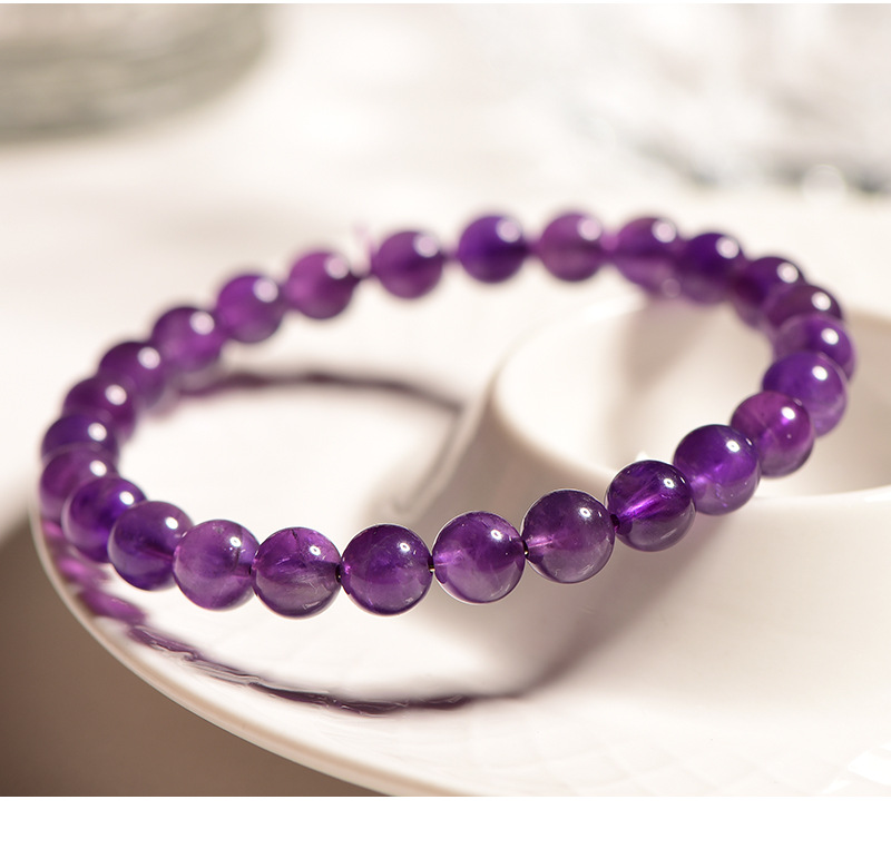 久雅水晶 天然紫水晶散珠 乌拉圭紫水晶半成品 紫色圆珠串珠 批发详情20