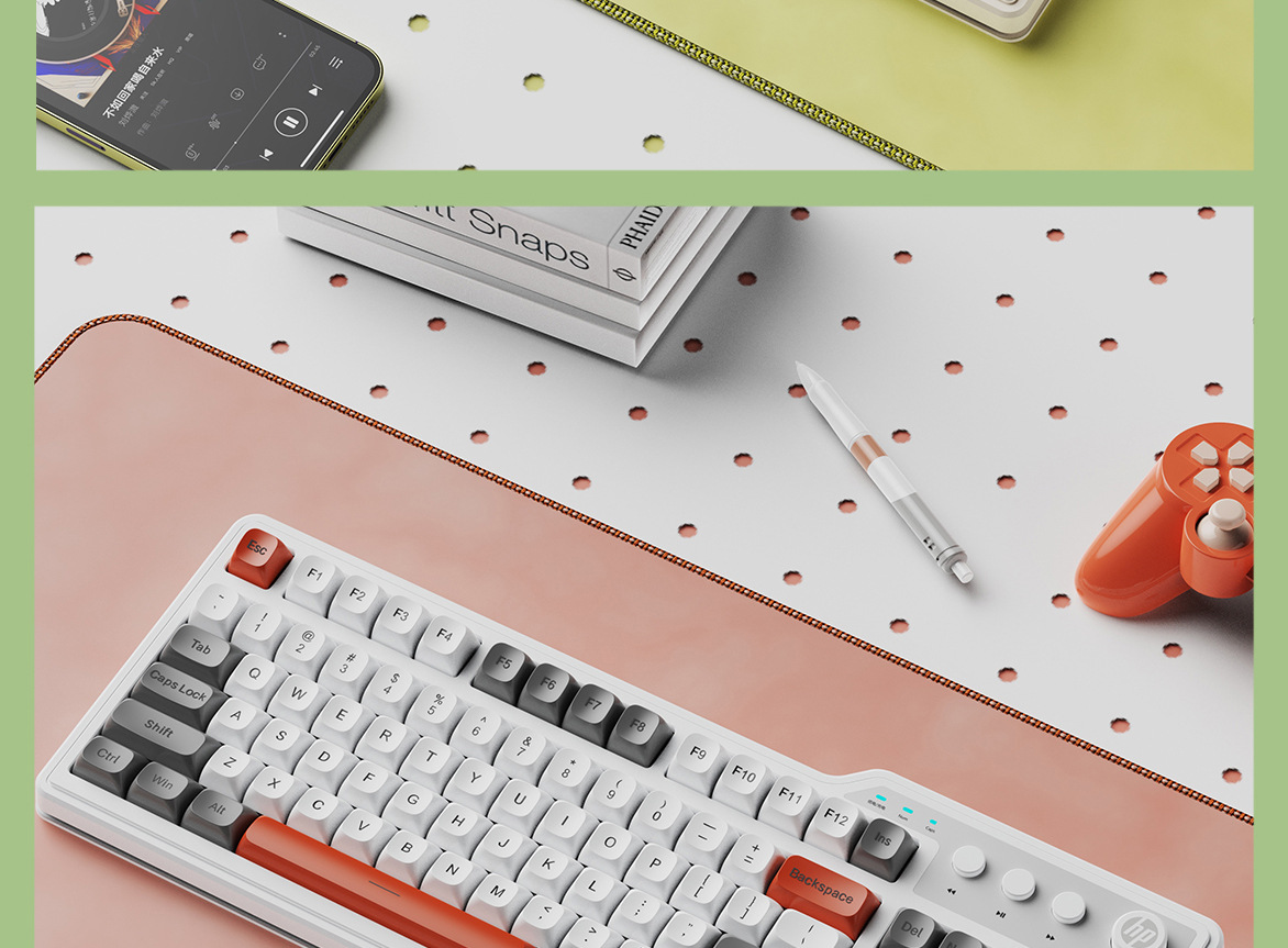 惠普K360有线键盘办公游戏家用99键便携机械手感高颜值拼色 跨境详情29