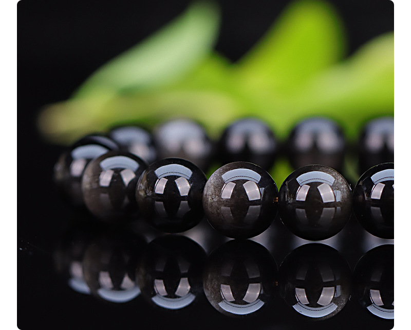 Natural silver obsidian, gold obsidian, loose beads, single Buddhist prayer beads bracelet, multi-treasure bracelet, handcrafted beads, DIY materials pic 5