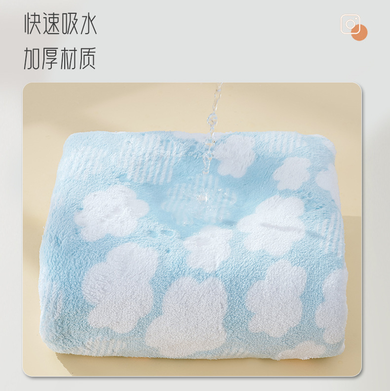 珊瑚绒云朵印花干发帽女吸水速干擦头巾加厚洗头包头干发巾浴帽详情8
