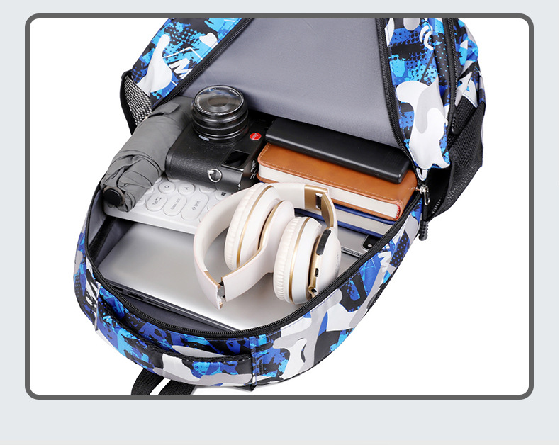 迷彩印花背包外贸大容量休闲双肩包电脑包男初中高中男女学生书包详情14