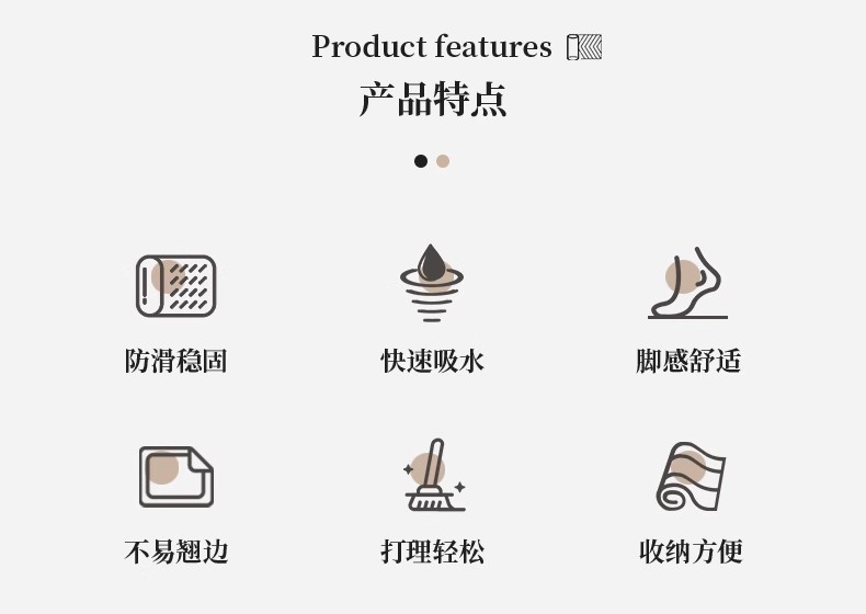 卡通可爱猫咪硅藻泥浴室卫生间门口地垫吸水速干防滑脚垫易打理详情3