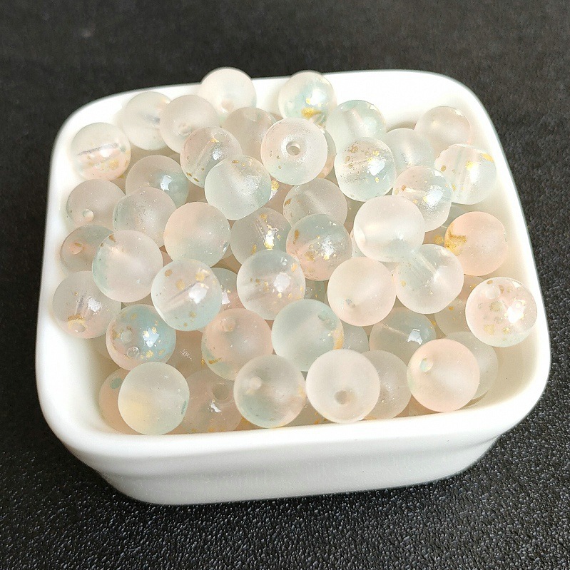 8/10mm直孔洒金磨砂圆珠手工编制手串手链项链琉璃珠子古风配件详情19