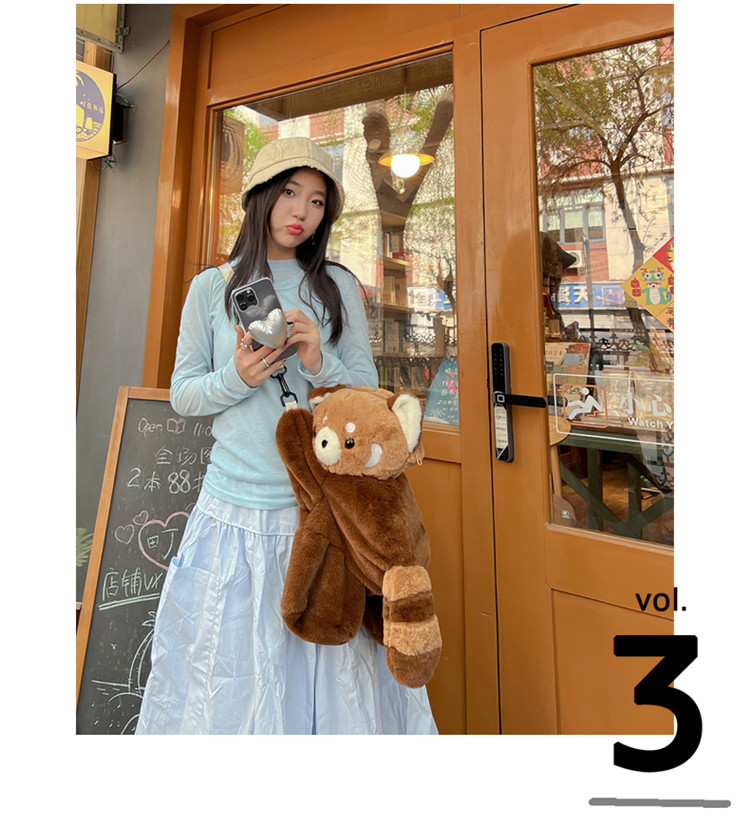 Little Panda Papa Bag Plush toy crossbody Bag 2024 New style personalized backpack for Girls, Cute and soft backpack pic 20