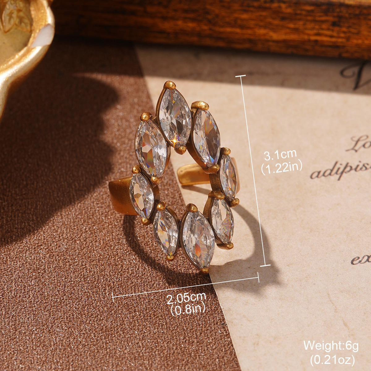 European and American cross-border jewelry design, Russian gold irregular ring, niche court style vintage light luxury ring pic 21