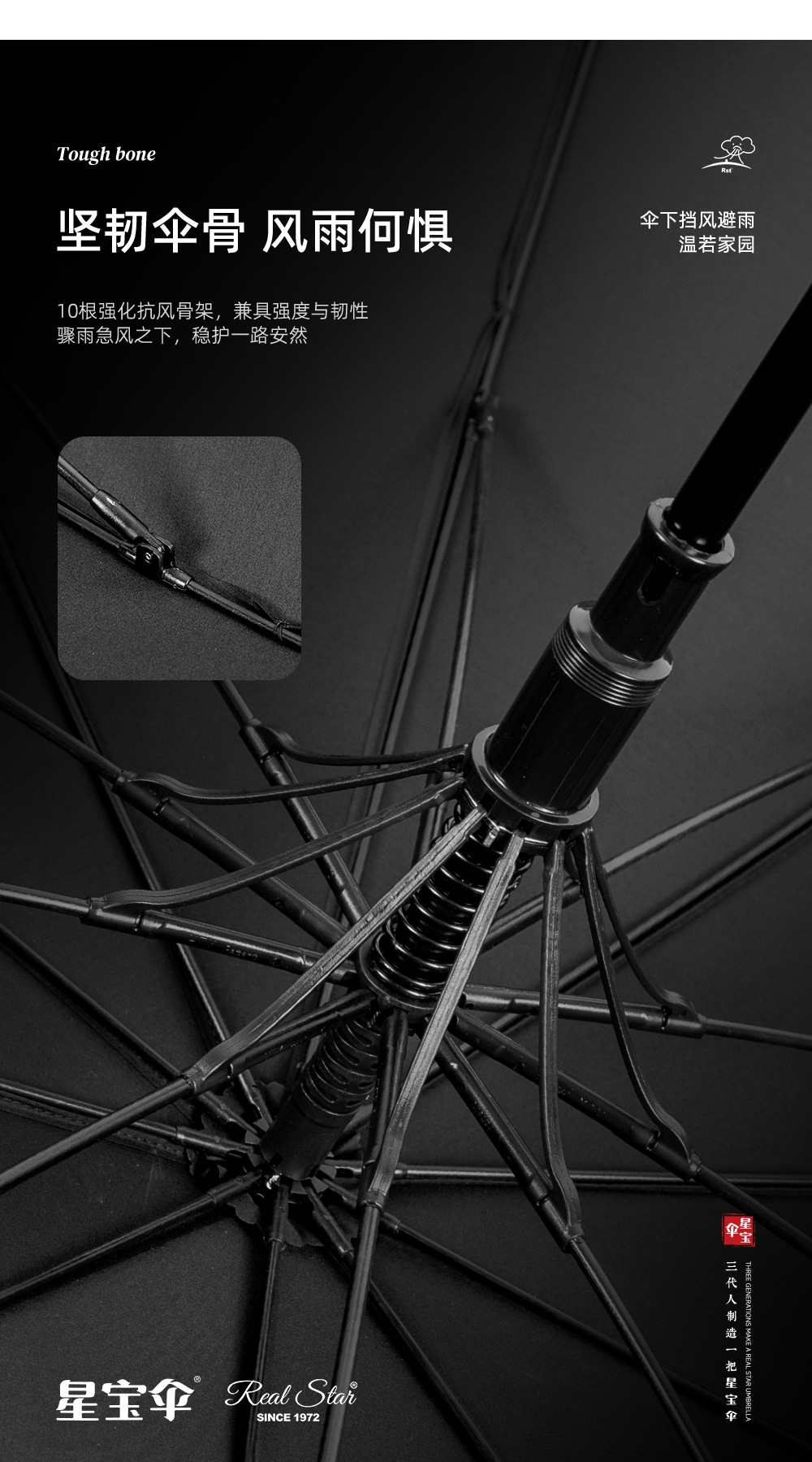 星宝皮包直柄弯把商务伞27寸加大280T加厚雨伞自动长伞男士酒店礼详情11