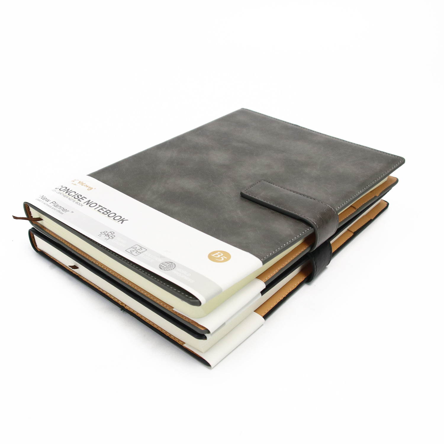Yalong Cross-border Classic Hardcover Office Supplies B5 Black Leather hardcover high-quality student notebook pic 1