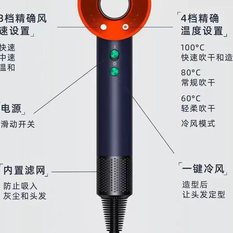 New high-quality household hair dryer, high-speed bladeless negative ion hair dryer, high-power constant-temperature hair care hair dryer pic 6