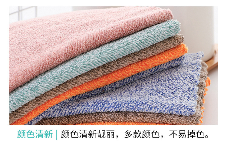 【 Chi Jia 】 Full Sky Star Coral Fleece square Towel, soft absorbent hand towel, Kitchen cloth, hanging small towel, plain color pic 8
