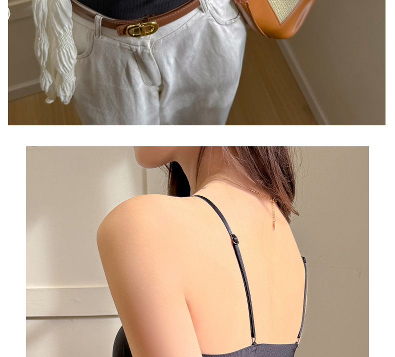 春夏季冰丝无痕带胸垫固定杯打底吊带背心女式内搭设计感性感上衣详情20