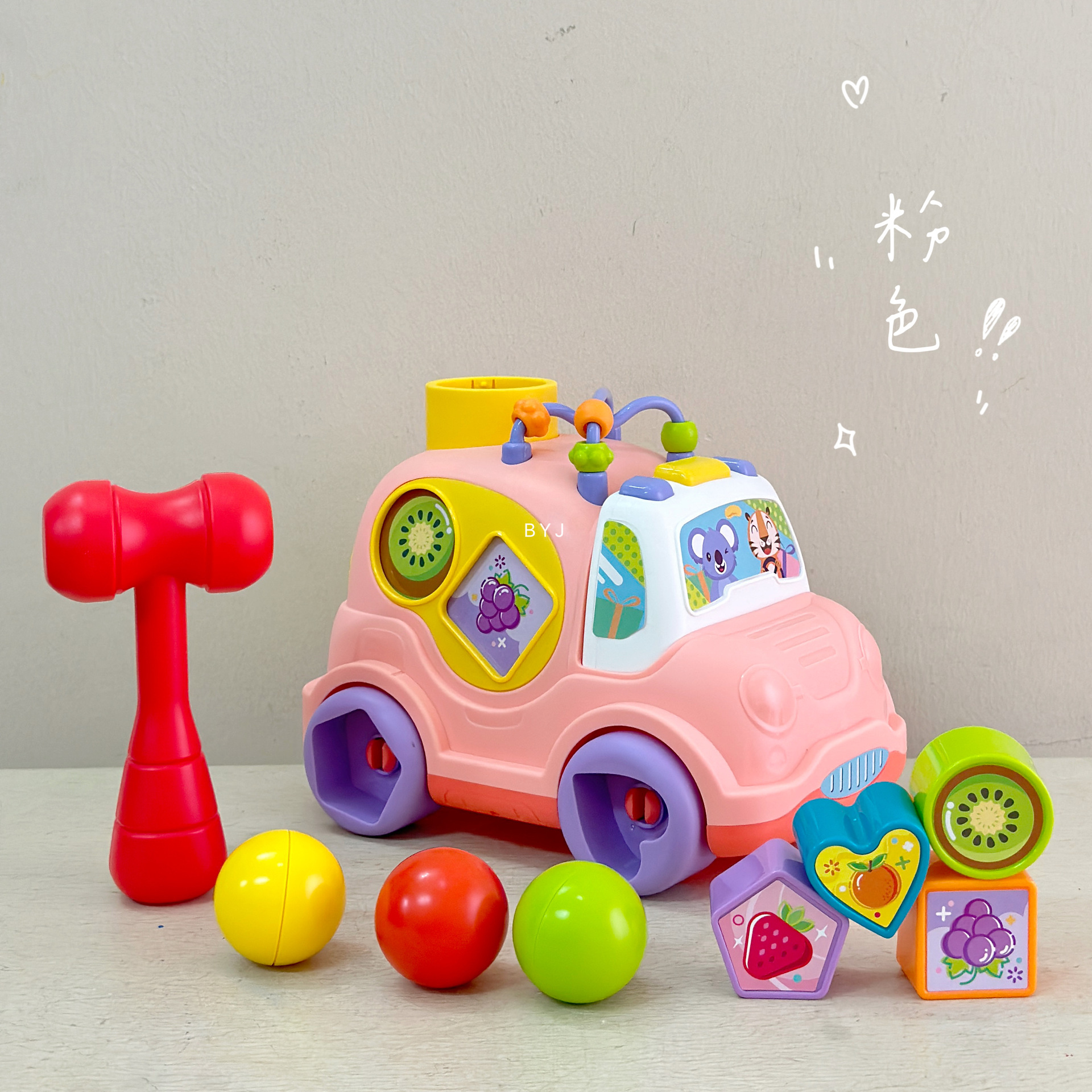 Cross border early education puzzle bebé música juego de coches ensamblados dibujos animados bloques de construcción de coches interactivos iluminación juguetes para bebés pic 3