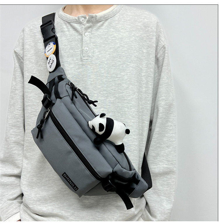 新款简约胸包男休闲潮流运动学生单肩包百搭斜挎包女手机男生腰包详情3