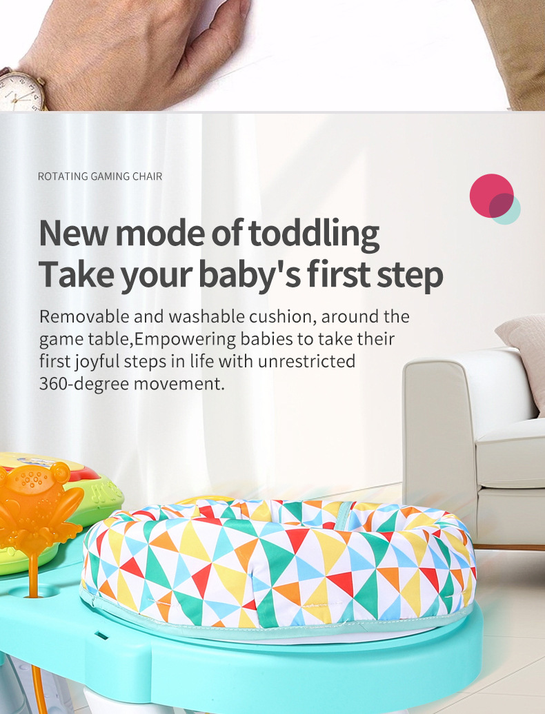 Baby three-in-one multi-functional rotating game table toy, early education and enlightenment learning table for newborns aged 1-3 pic 5