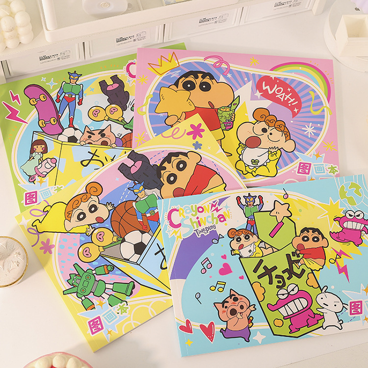 Crayon Shin-chan picture book A4, Japanese-style cute cartoon, official Crayon Shin-chan picture book, student drawing book pic 4