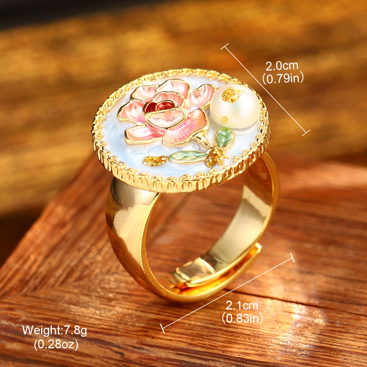 中古vintage饰品油画系列花朵戒指巴洛克天然珍珠手饰夏小众文艺详情47