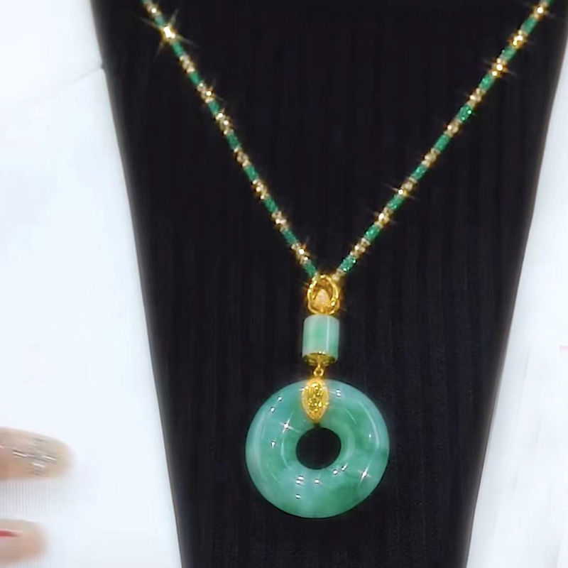 网红爆款仿玉石吊坠原创设计竹节链气质时尚项链个性服饰配件批发详情12