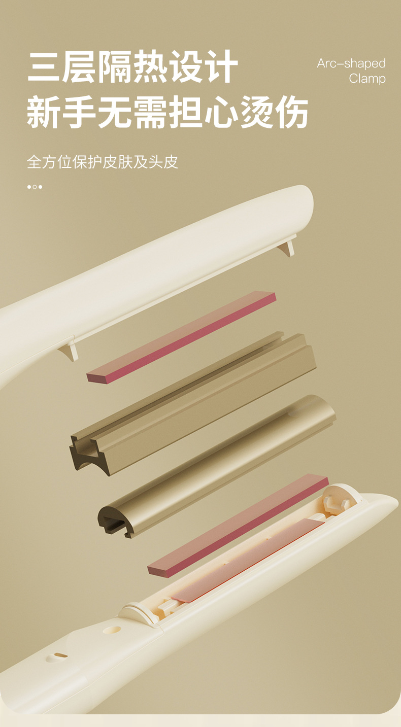 The new cross-border arc-shaped splint, negative ion multi-functional curling iron can raise the bangs on the top of the head and make the hair roots fluffy pic 16