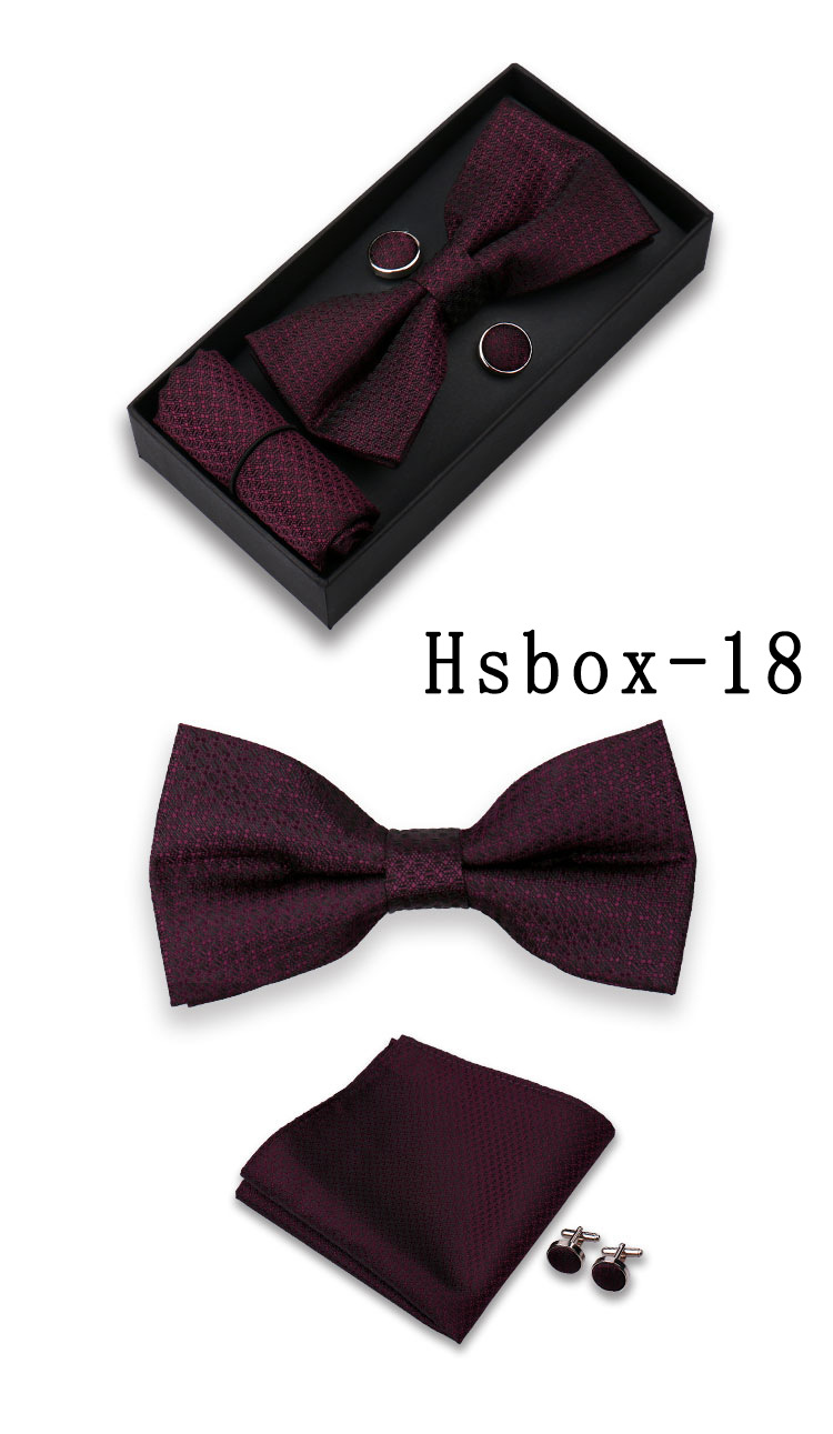 男士结婚礼服配饰套装红色领结口袋巾袖扣三件套现货男士领结领花西装配件详情20