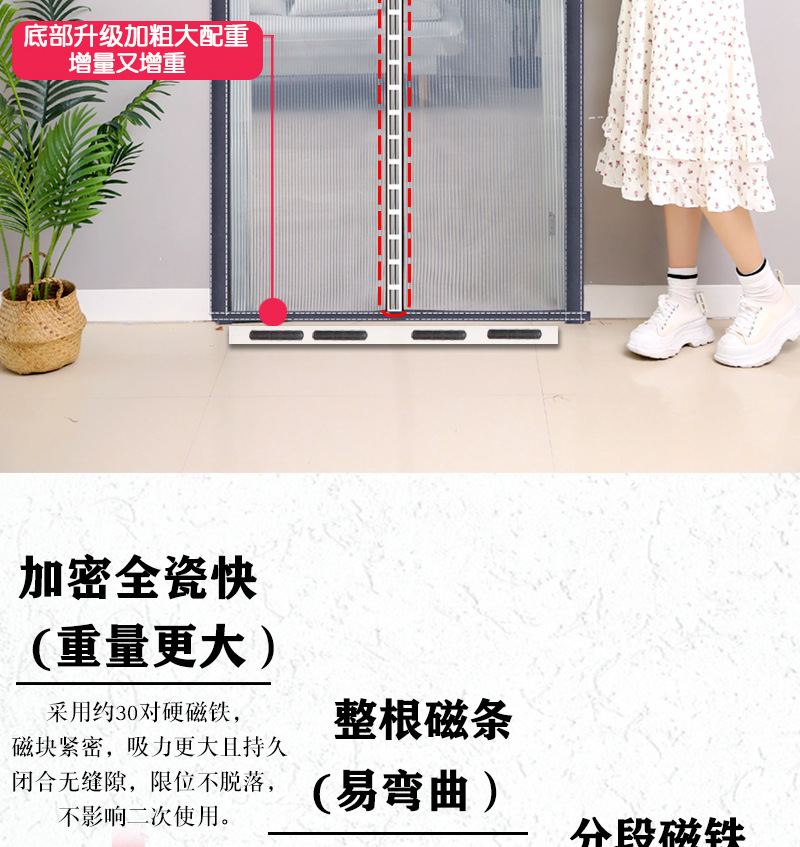 金刚网门帘新款加密磁块磁性家用夏季防蚊大门自吸免打孔纱门纱窗详情3