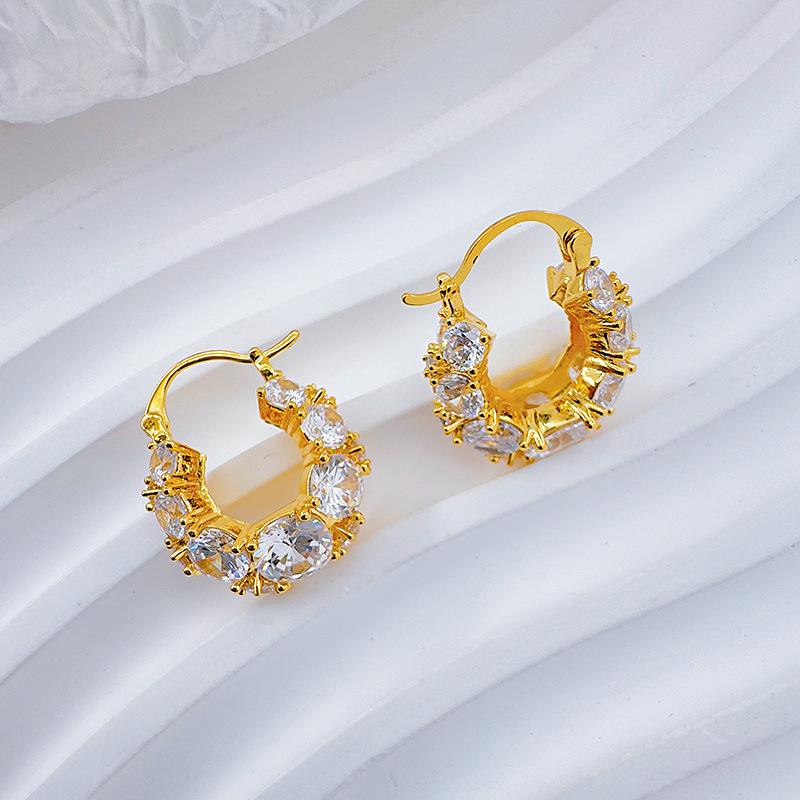 柏伶饰品网红高级感锆石圆环耳扣个性小众时尚百搭耳钉超闪耳环女详情13