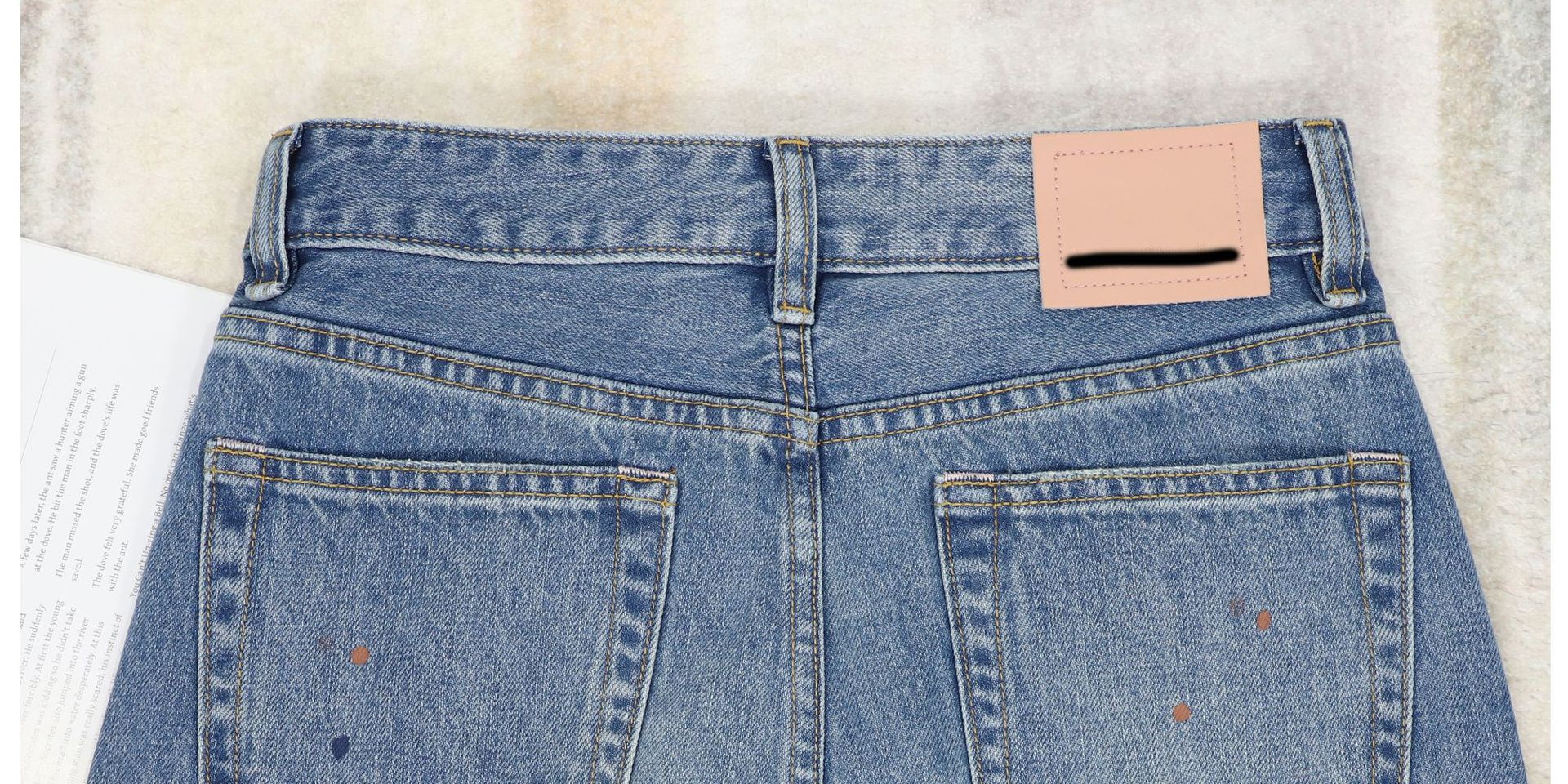 AC blue straight-leg jeans for women, high-waisted wide-leg, ink-wash distressed printed flared pants, dirty pants, Spring 2026 new style pic 11