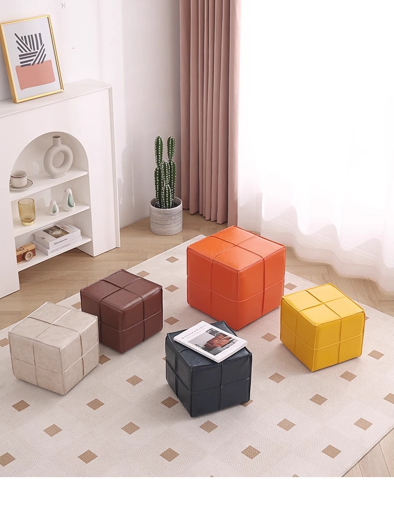 Creative square stools for the entrance and foyer of the source factory, shoe-putting stools, shoe-changing stools, low stools, sofa and footrest stools pic 21