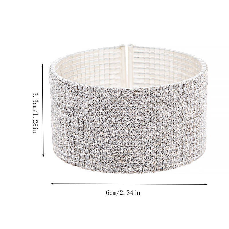 European and American cross-border factory direct sales 15-row full diamond open bracelet, exaggerated and trendy, perfect for balls, banquets, parties and gatherings pic 7