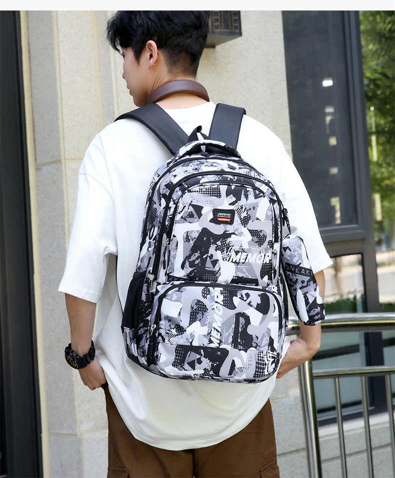 迷彩印花背包外贸大容量休闲双肩包电脑包男初中高中男女学生书包详情22